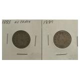 1883 (No Cents) & 1887 Liberty Head ï¿½Vï¿½ Nickels