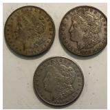 (3) Circulated Morgan Dollars