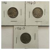 1916-P/D/S Buffalo Nickels