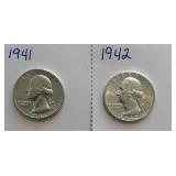 1941 & 1942 Washington Quarters