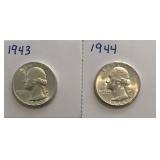 1943 & 1944 Washington Quarters
