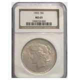 1922 MS63 Peace Dollar