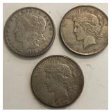 (3) Circulated Silver Dollars