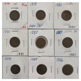 (9) Indian Head Cents