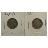 1920-D & 1921 Buffalo Nickels