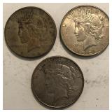 (3) Circulated Peace Dollars