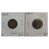 1862 & 1863 Indian Head Cent