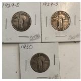 (3) Standing Liberty Quarters