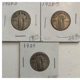 (3) Standing Liberty Quarters