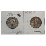 1930 & 1930-S Standing Liberty Quarters