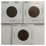 (3) Two Cent Pieces