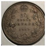 1917 Canadian Silver Half Dollar