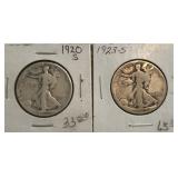 1920-S & 1923-S Walking Liberty Halves