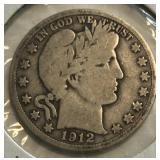 1912-S Barber Half Dollar