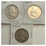 1949-P/D/S Franklin Half Dollars