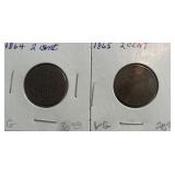 1864 & 1865 Two Cent Pieces