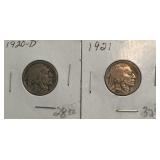 1920-D & 1921 Buffalo Nickels
