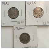 (3) Buffalo Nickels