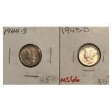 1944-S & 1945-D Mercury Dimes