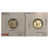 1942 & 1944-S Mercury Dimes