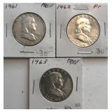 (3) Franklin Half Dollars