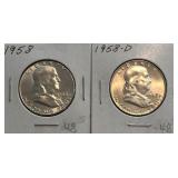 1958 & 1958-D Franklin Halves