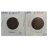 1870 & 1871 Two Cent Pieces