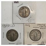 (3) Standing Liberty Quarters