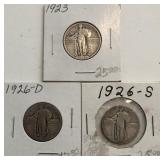 (3) Standing Liberty Quarters