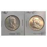 1961 & 1961-D Franklin Halves