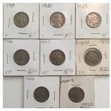 (8) Buffalo Nickels