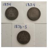(3) Seated Liberty Quarters