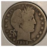 1908-D Barber Half Dollar