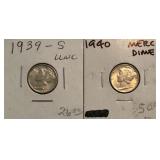 1939-S & 1940 Mercury Dimes