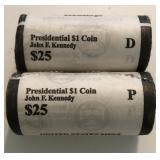 2015-P/D $25 Rolls of Kennedy Dollars