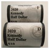 2020-P/D $10 Rolls of Kennedy Half Dollars