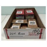 180 Rounds of 204 Ruger Cartridges