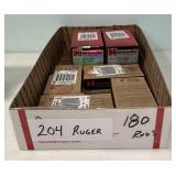 180 Rounds of 204 Ruger Cartridges