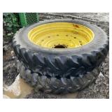 Set of (2) JD 14.9-R46 Tractor Tires and Rims