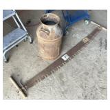 Antique Saw & Milk Can