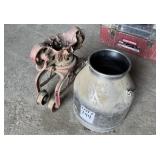 Vintage S.S. Milk Can & CLOVERLEAF Unloader