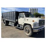1989 FORD F-700 16' Flatbed Dump Truck, Gas