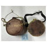 (2) LEATHER CANTEENS