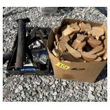 BOX WOODEN CRAFTS, 2 JACK STANDS & SPRAY PAINT