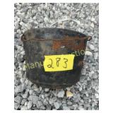 IRON POT WITH SOME VINTAGE MILK GLASS