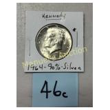 1964  KENNEDY HALF DOLLAR   90% SILVER