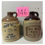 (2) VTG STONEWARE WHISKEY + WINE