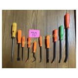 10 ASS'T TOOLS-PRY BARS, PICKS, SCREWDRIVERS, MORE