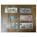 (5PC) VTG. LATIN AMERICAN BANKNOTES
