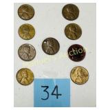 (9) LINCOLN CENTS -1929,3042,44,46,53,57,80 & 95